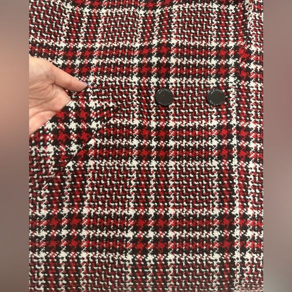 Love Moschino Double Breasted Wool Blend Coat in Check Tweed NWT Size 40 - Picture 10 of 12